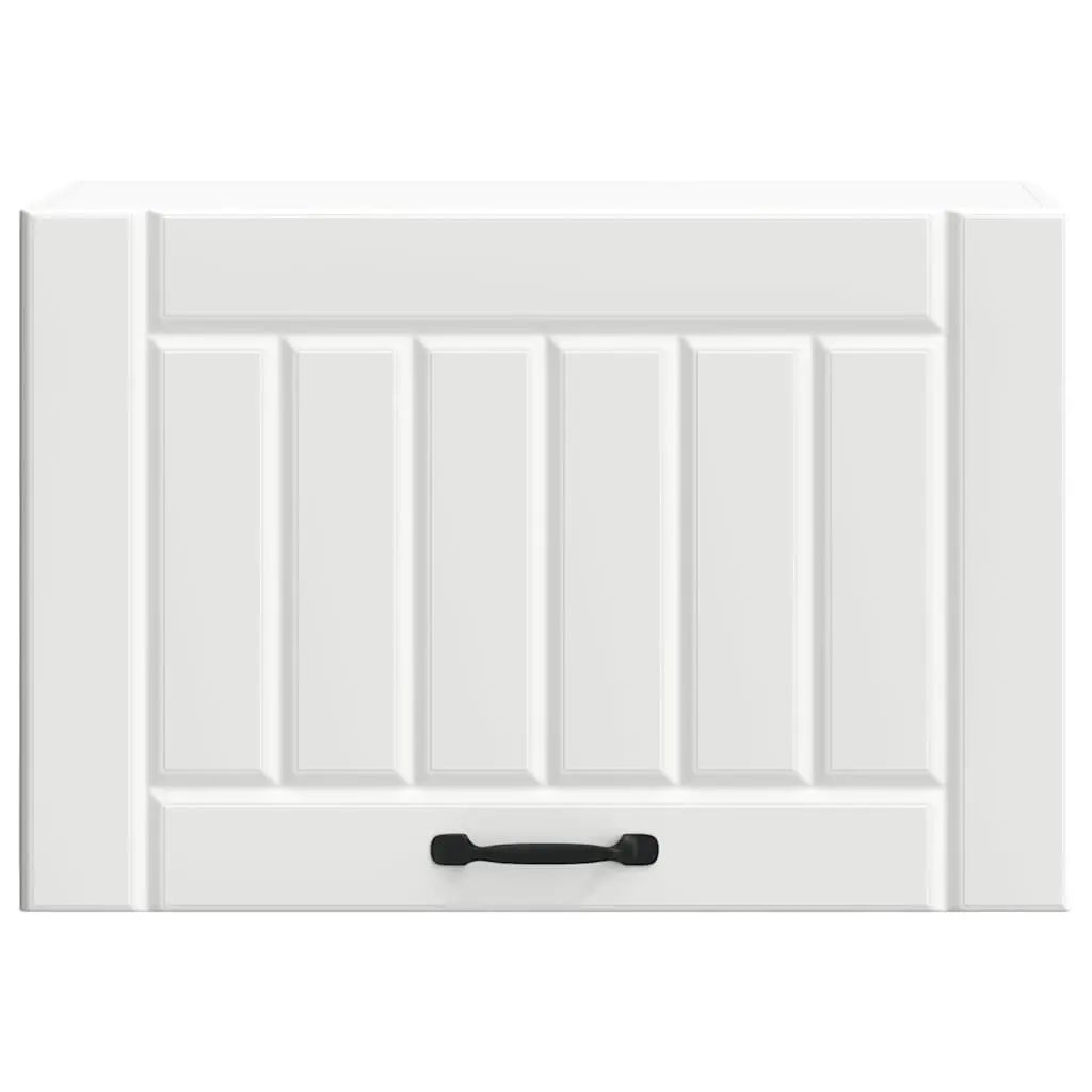 Wall Mounted Kitchen Cabinet White Glass Door Engineered Wood Storage Organizer