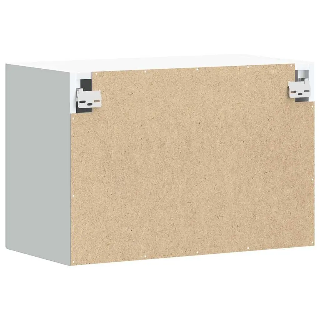 Wall Mounted Kitchen Cabinet White Glass Door Engineered Wood Storage Organizer