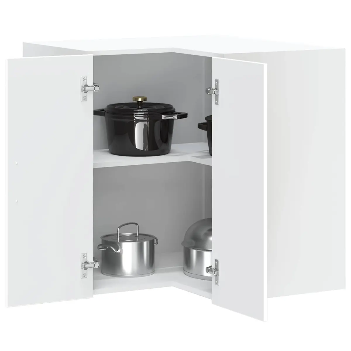 White Corner Wall Cabinet Engineered Wood Kitchen Storage Unit with Door