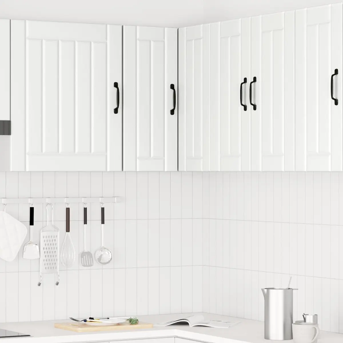 White Corner Wall Cabinet Engineered Wood Kitchen Storage Unit with Door