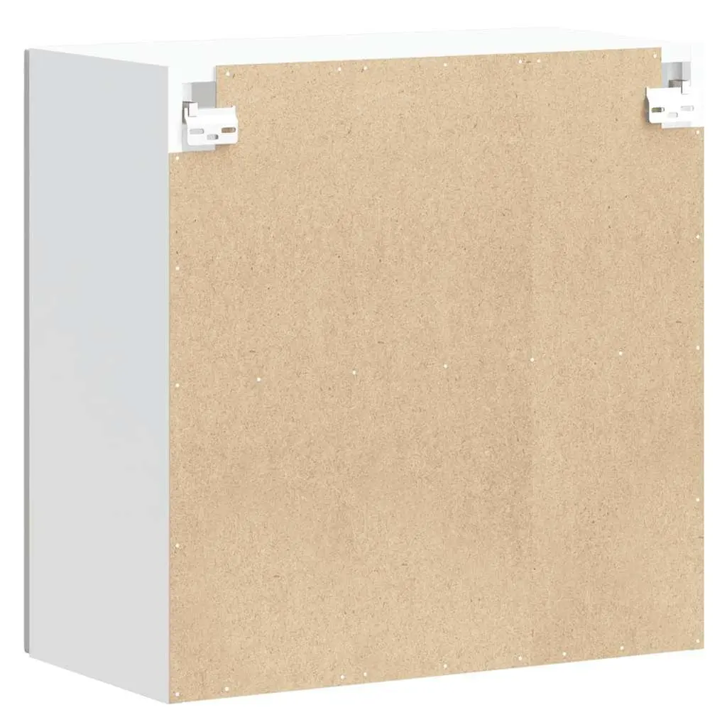 Kitchen Wall Cabinet White Engineered Wood Glass Door Storage Cupboard Mounted