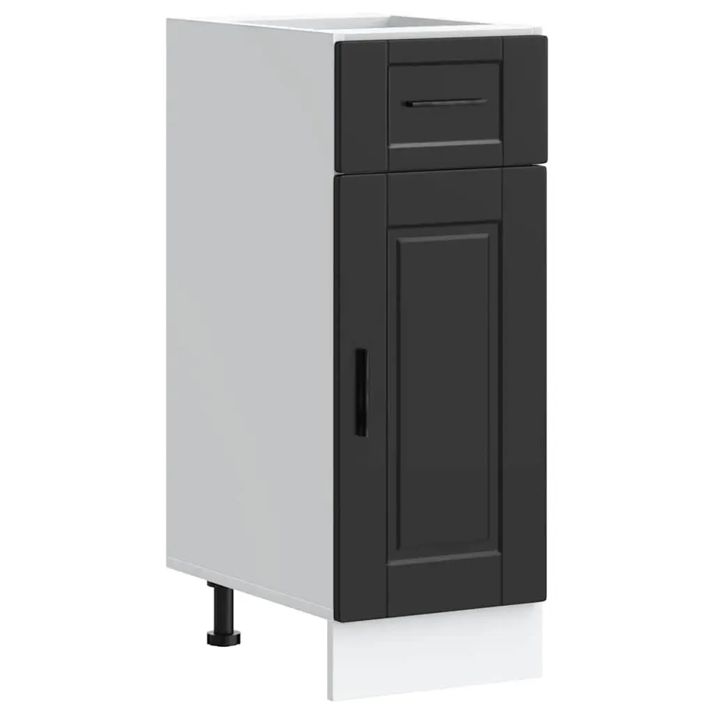 Black Engineered Wood Kitchen Storage Cabinet Adjustable Feet Base Unit