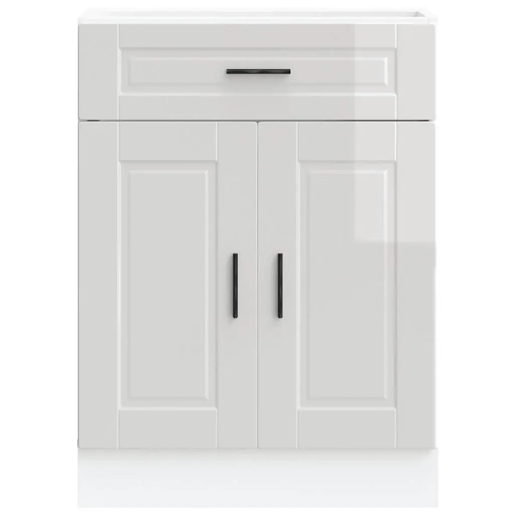 White High Gloss Engineered Wood Kitchen Storage Cabinet Unit with Adjustable Feet