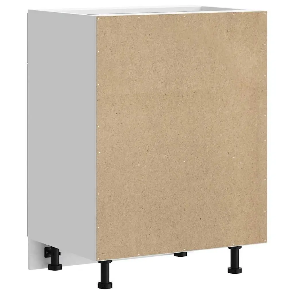 White High Gloss Engineered Wood Kitchen Storage Cabinet Unit with Adjustable Feet