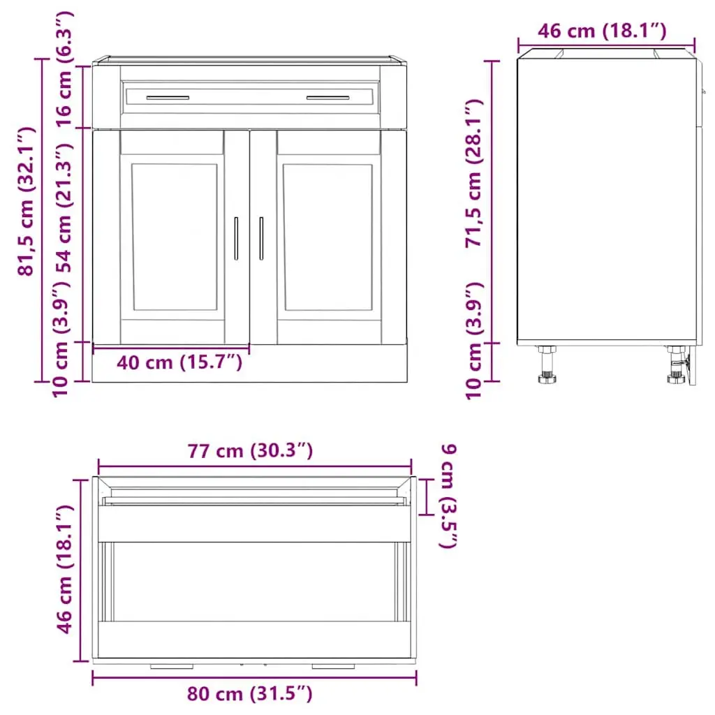 Kitchen Base Cabinet White Engineered Wood Storage Cupboard Door