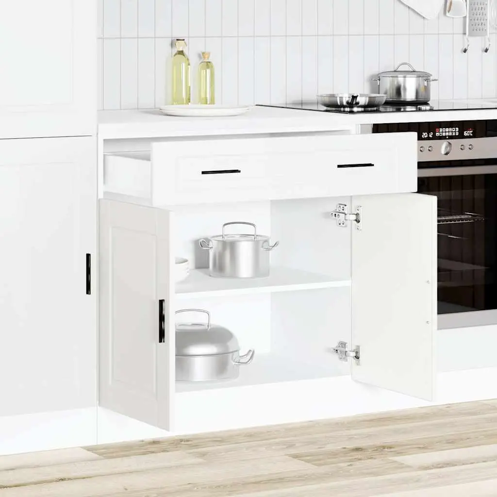 Kitchen Base Cabinet White Engineered Wood Storage Cupboard Door