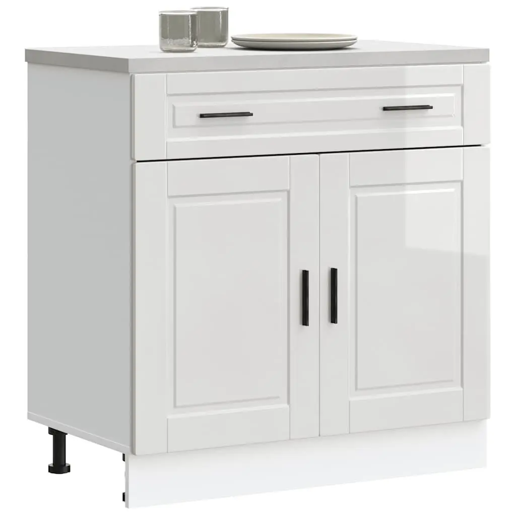 Kitchen Base Cabinet White High Gloss Engineered Wood Ample Storage Cupboard Unit