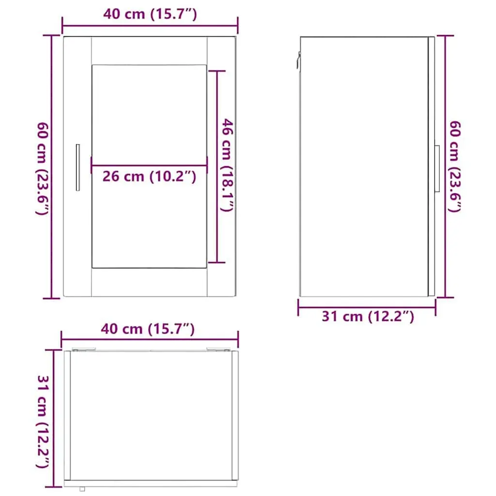 Wall Mounted Kitchen Cabinet Black Glass Door Storage Organiser