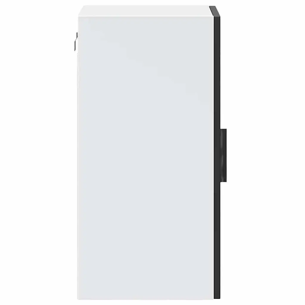 Wall Mounted Kitchen Cabinet Black Glass Door Storage Organiser