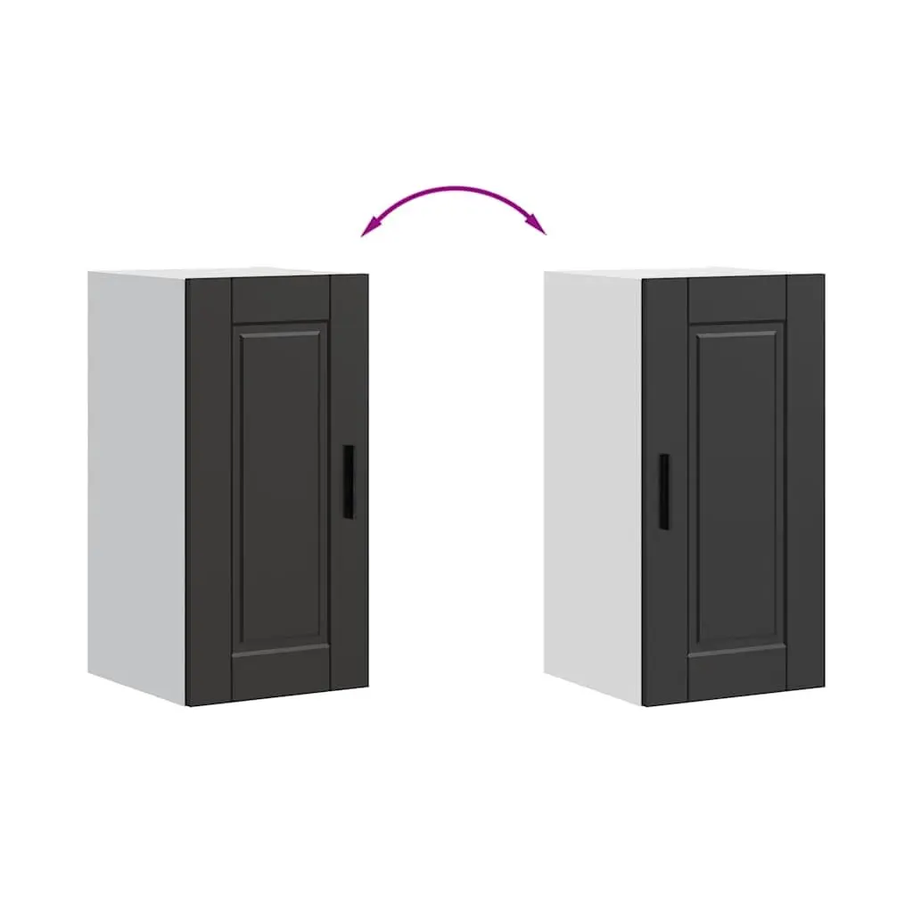 Kitchen Wall Cabinet Black Engineered Wood Mounted Organizer