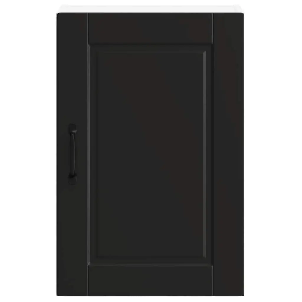 Wall Mounted Kitchen Cabinet Black Engineered Wood Storage Organiser with Door