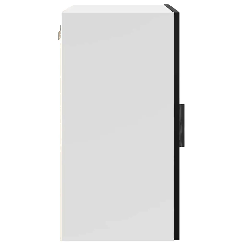 Wall Mounted Kitchen Cabinet Black Engineered Wood Storage Organiser with Door