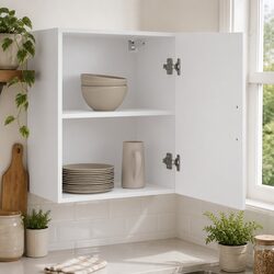Kitchen Wall Cabinets 2 pcs White Engineered Wood Storage Cupboards Door Mounted