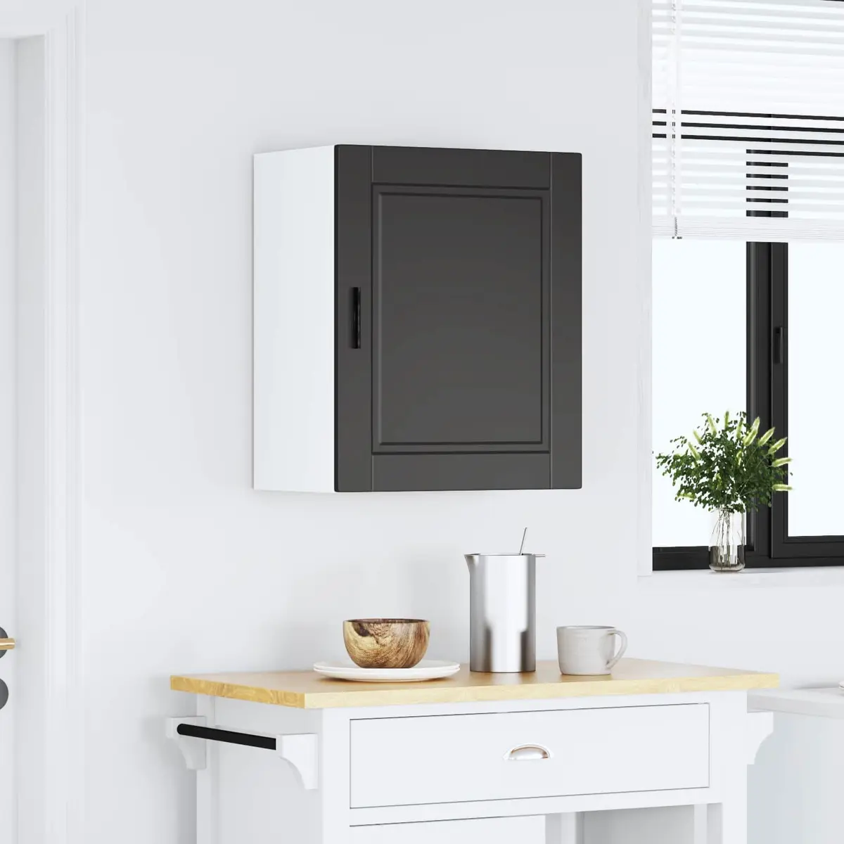 Kitchen Wall Cabinet Storage Cupboard White Engineered Wood Door Mounted