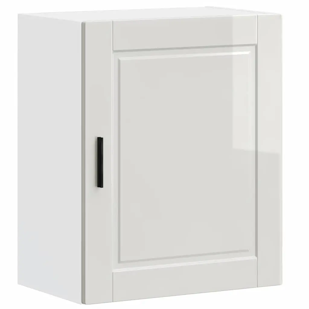 Kitchen Wall Cabinet Storage Cupboard Engineered Wood Grey High Gloss Mount