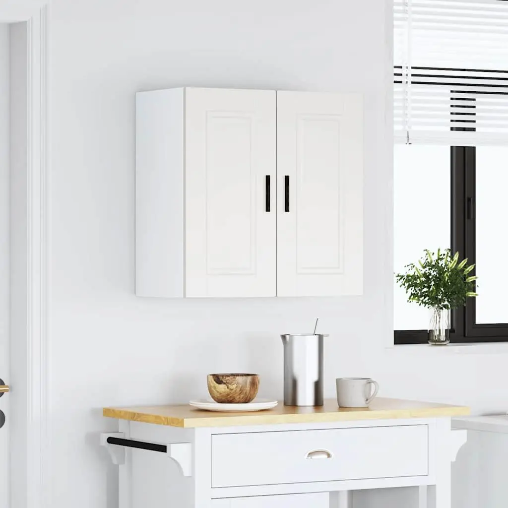 Wall-Mounted Kitchen Cabinet White Engineered Wood Storage Cupboard Unit