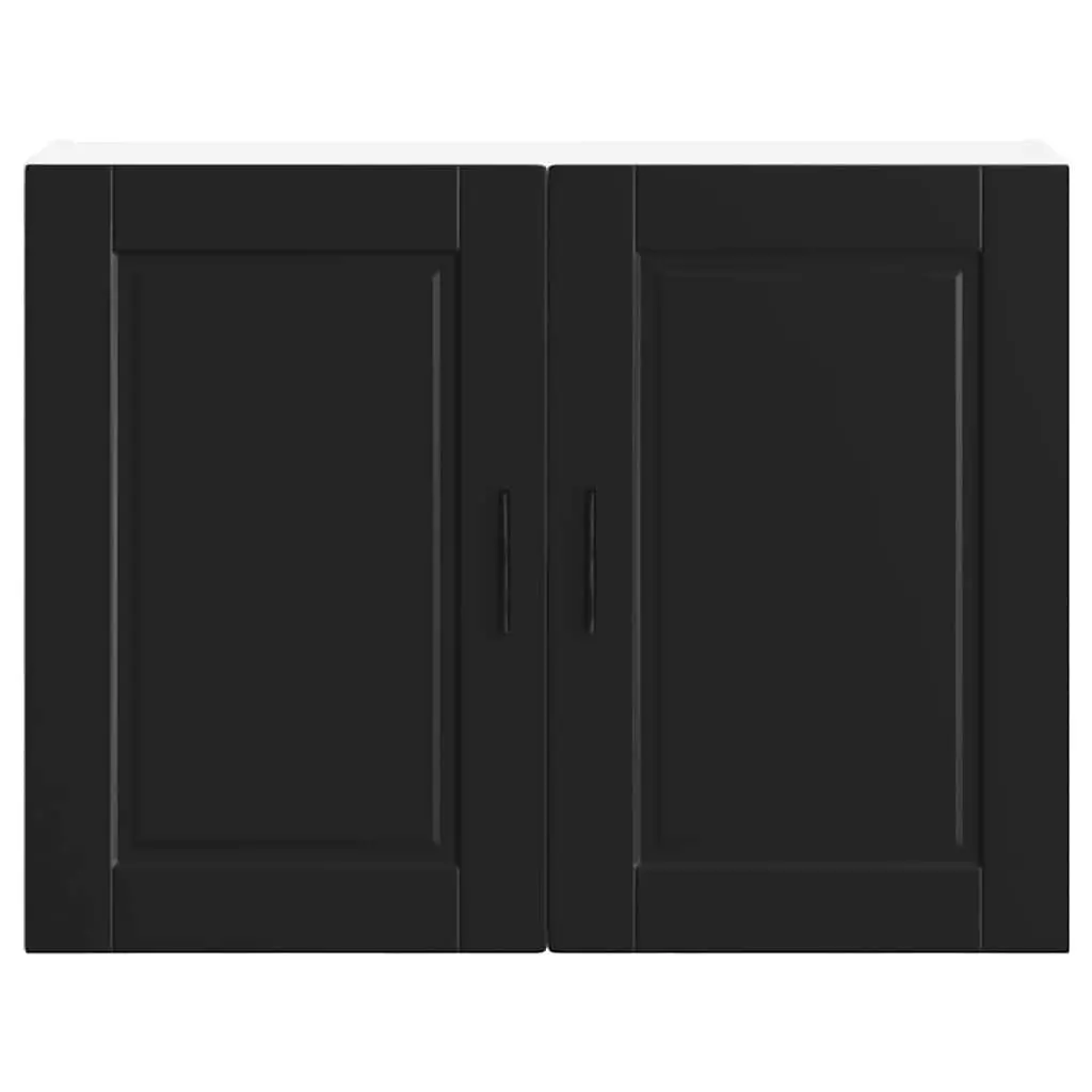 Black Engineered Wood Kitchen Wall Storage Cabinet with Concealed Doors