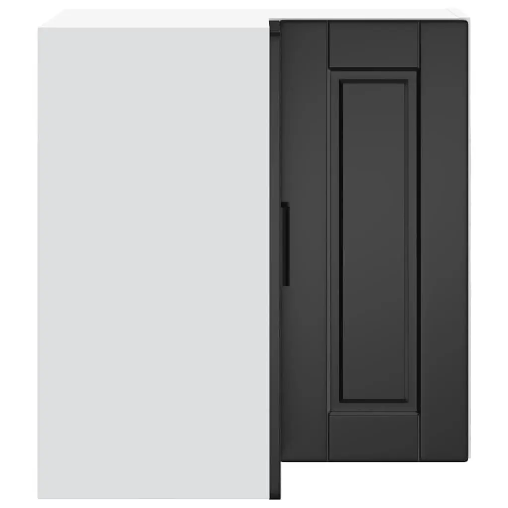 Wall Mounted Kitchen Corner Cabinet Black Engineered Wood Storage Unit
