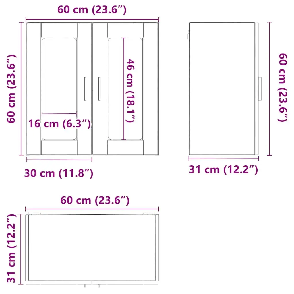 Kitchen Wall Cabinet White Glass Door Wall-Mounted Organiser