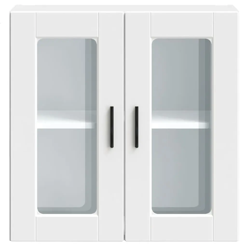 Kitchen Wall Cabinet White Glass Door Wall-Mounted Organiser