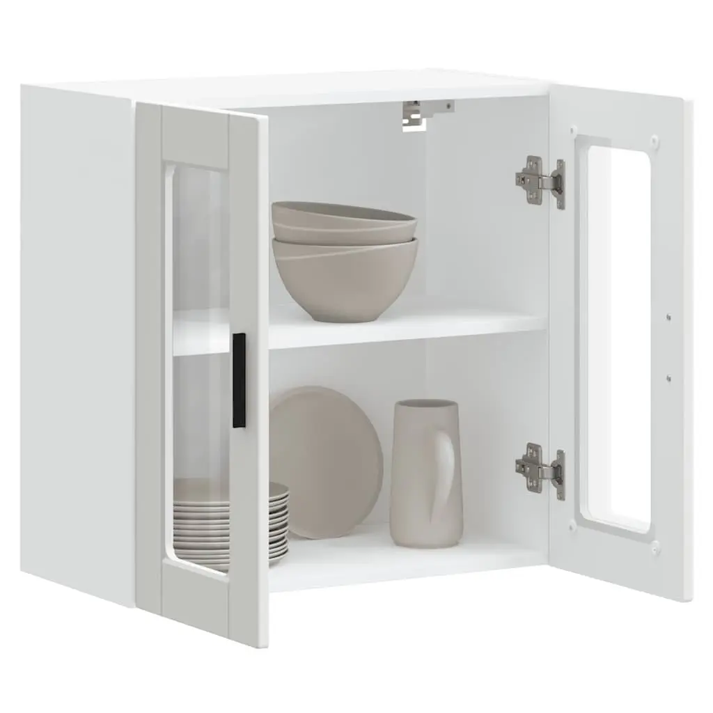 Kitchen Wall Cabinet White Glass Door Wall-Mounted Organiser