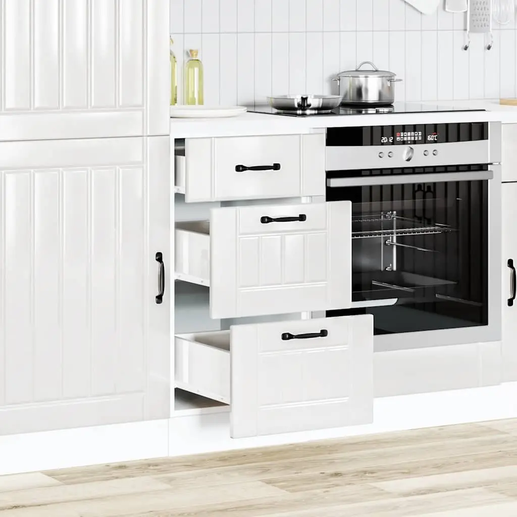 White Kitchen Cupboard Unit Engineered Wood Ample Storage Adjustable Feet