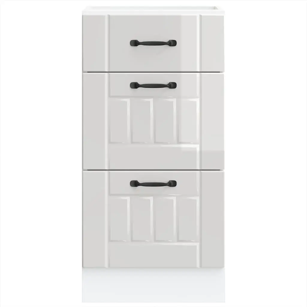 White Kitchen Cupboard Unit Engineered Wood Ample Storage Adjustable Feet