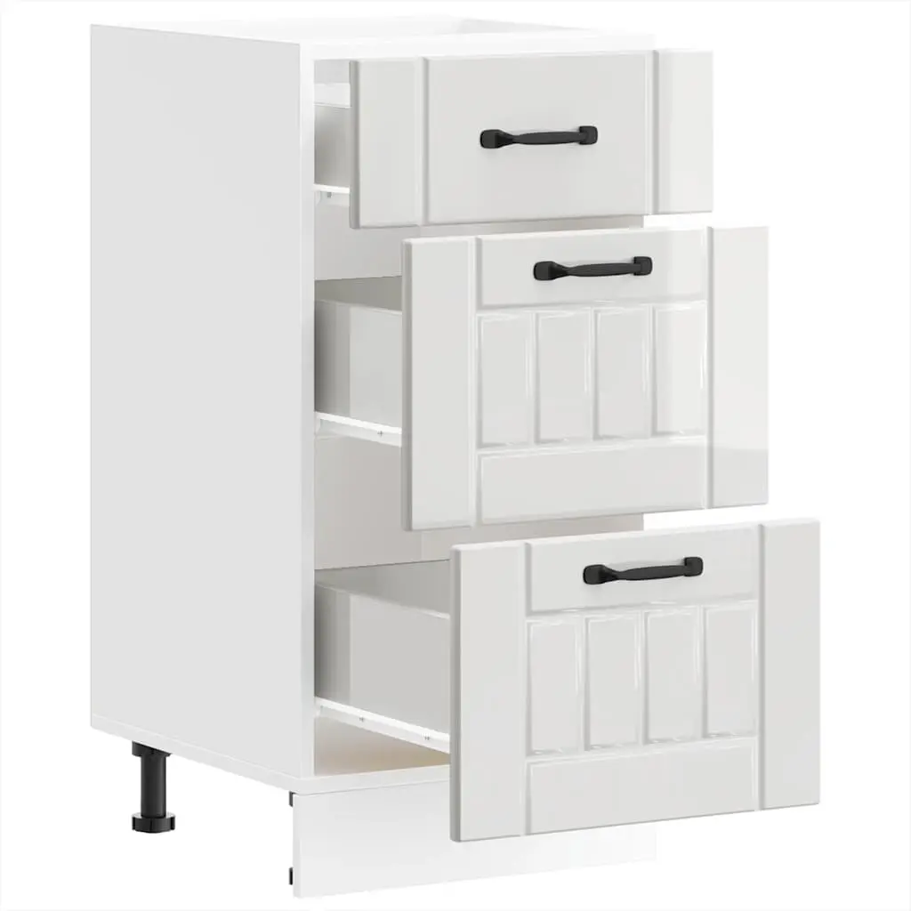 White Kitchen Cupboard Unit Engineered Wood Ample Storage Adjustable Feet