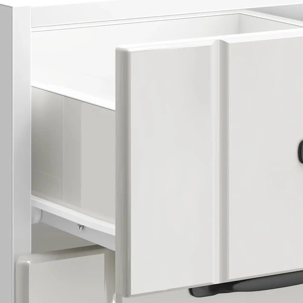 White Kitchen Cupboard Unit Engineered Wood Ample Storage Adjustable Feet