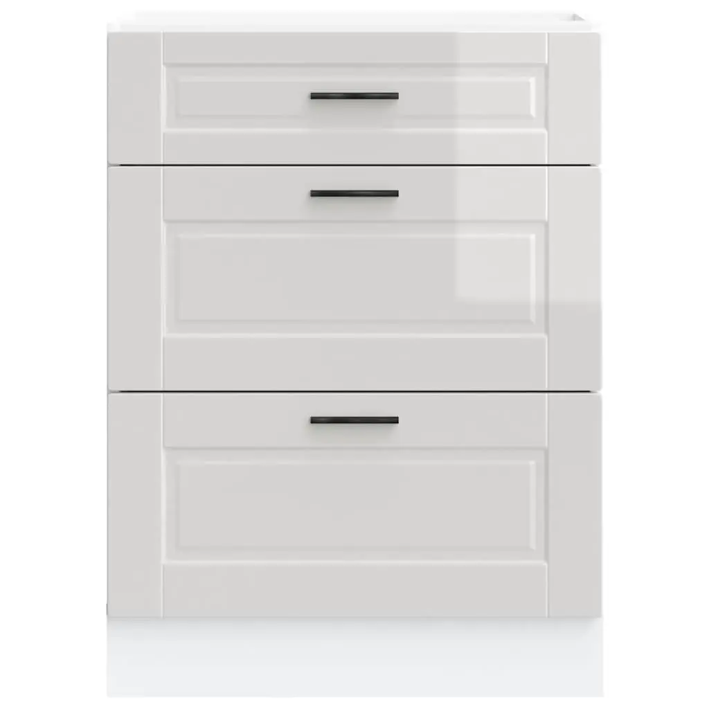 Engineered Wood Kitchen Storage Cupboard High Gloss White Base Cabinet with Adjustable Feet