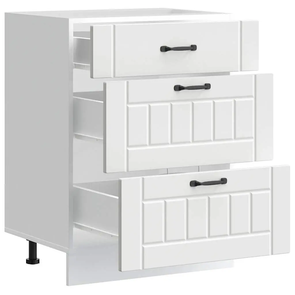 Adjustable Feet White Engineered Wood Kitchen Storage Cabinet Base Unit