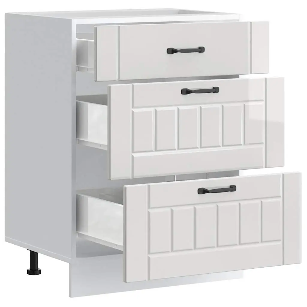 White Storage Cupboard Kitchen Base Cabinet Engineered Wood with Adjustable Feet