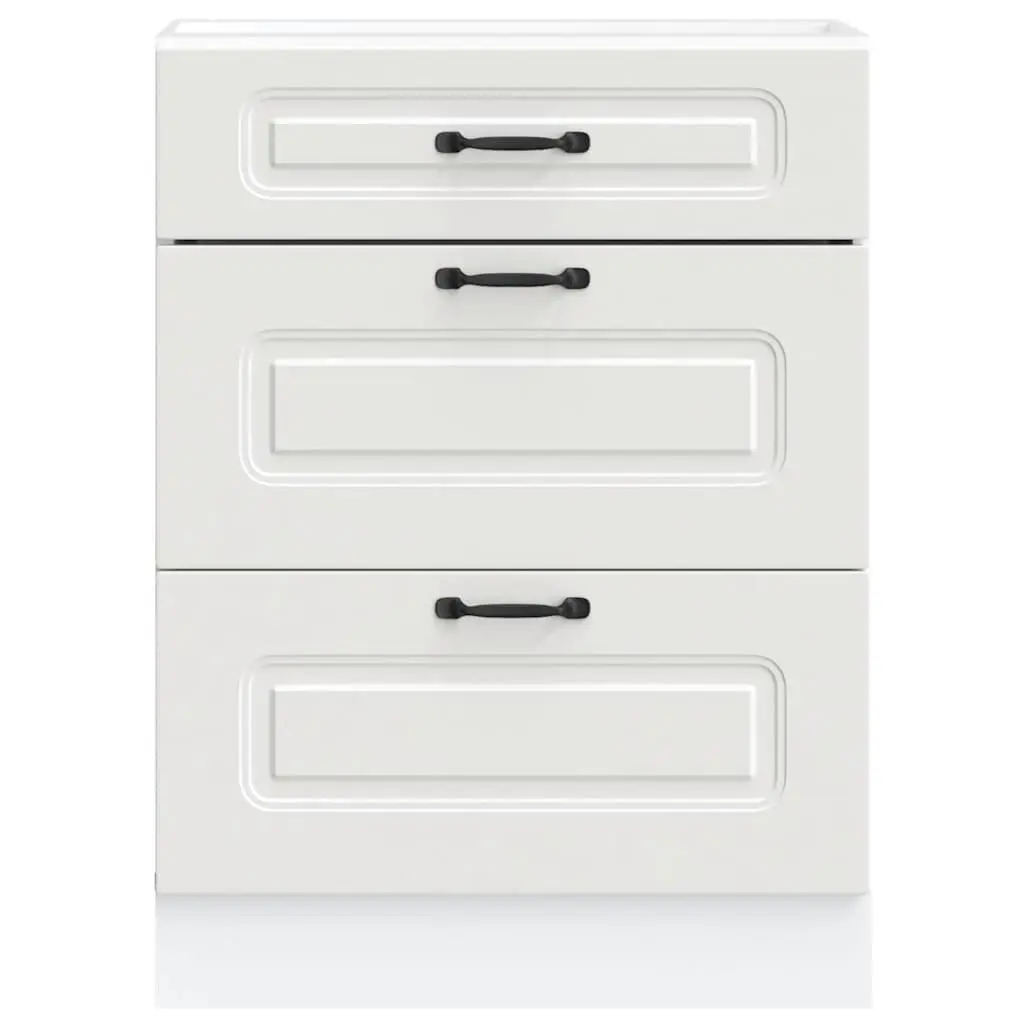 Kitchen Base Cabinet White Engineered Wood Adjustable Feet Storage Cupboard