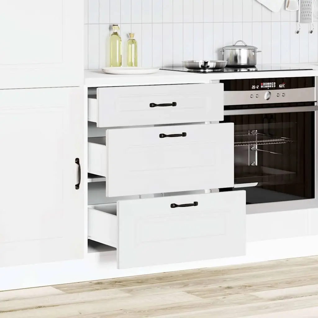 Kitchen Base Cabinet White Engineered Wood Adjustable Feet Storage Cupboard