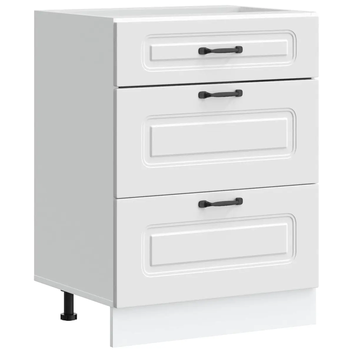 Kitchen Base Cabinet White Engineered Wood Adjustable Feet Storage Cupboard