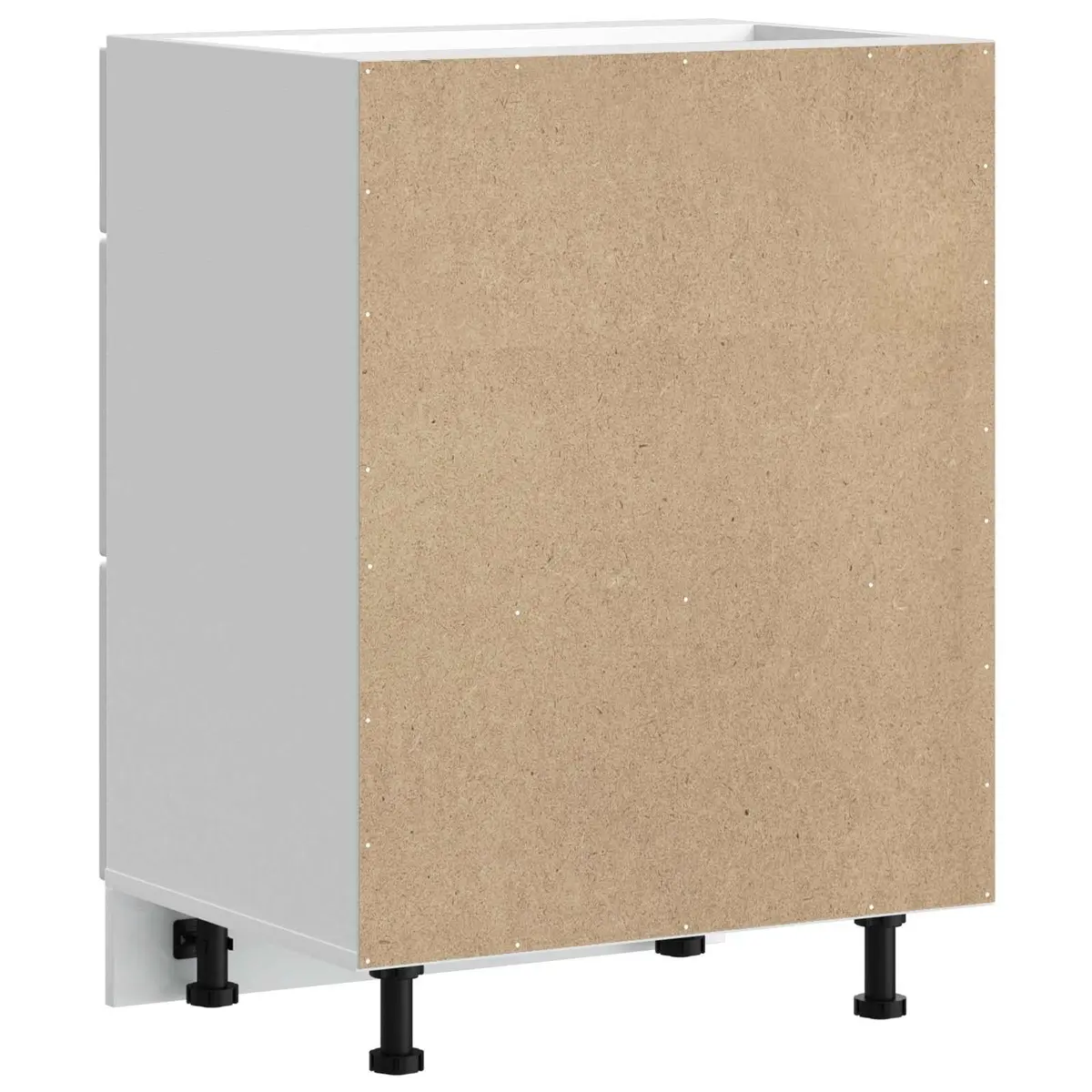 Kitchen Base Cabinet White Engineered Wood Adjustable Feet Storage Cupboard