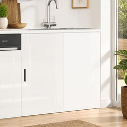 Stylish White Kitchen Storage Unit with High Gloss Finish
