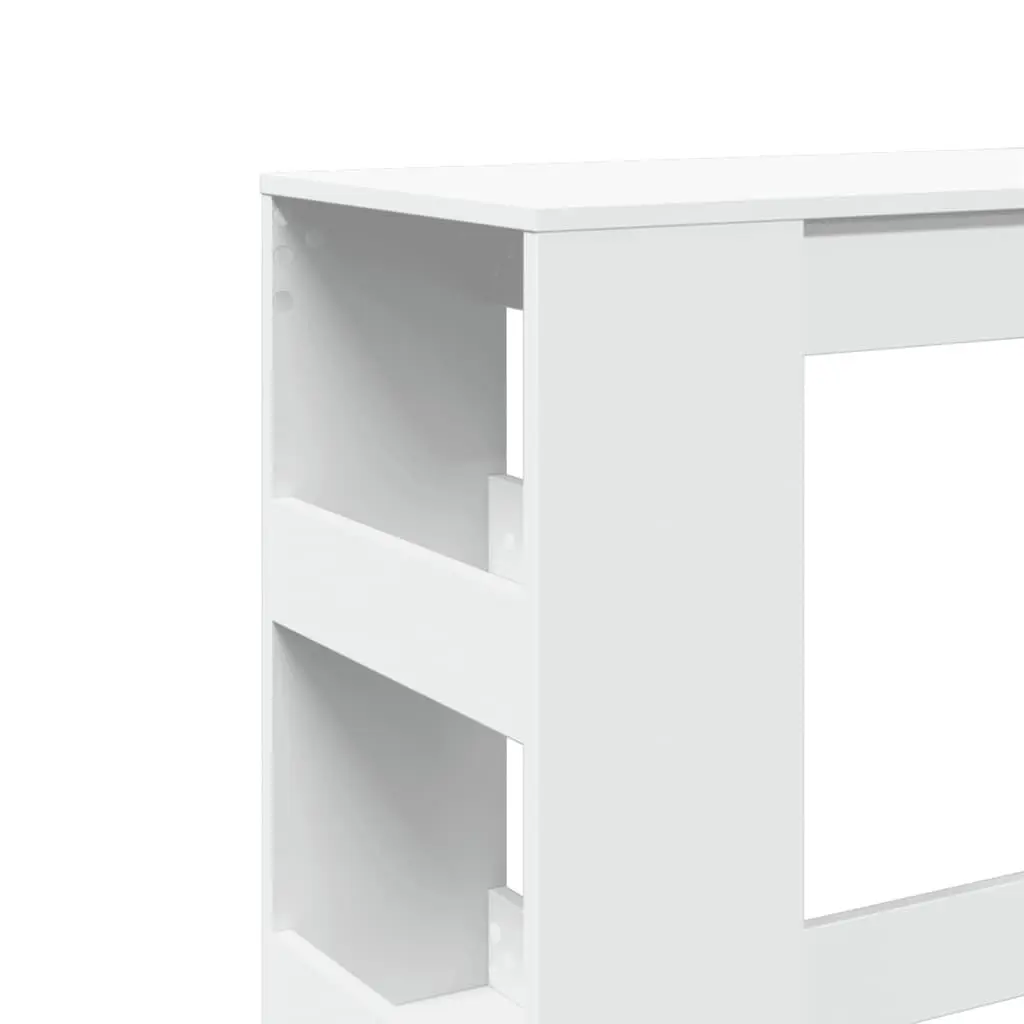 Bar Table with Storage Shelves White Engineered Wood High Counter Pub Tall
