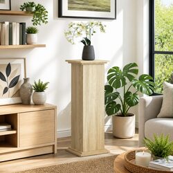 Plant Display Stand Three-Tier Storage Cabinet Brown Engineered Wood Pillar