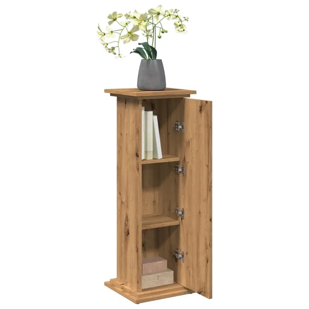 Display Stand with Storage Cabinet 3-Tier Pillar Plant Stand 31x30x90cm Oak