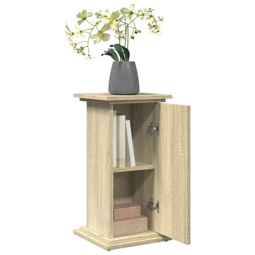 Plant Display Stand with Storage Brown Engineered Wood Cabinet Pillar Style Two Tier