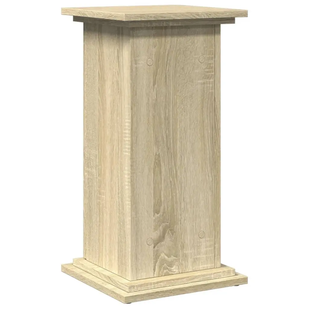 Plant Display Stand with Storage Brown Engineered Wood Cabinet Pillar Style Two Tier