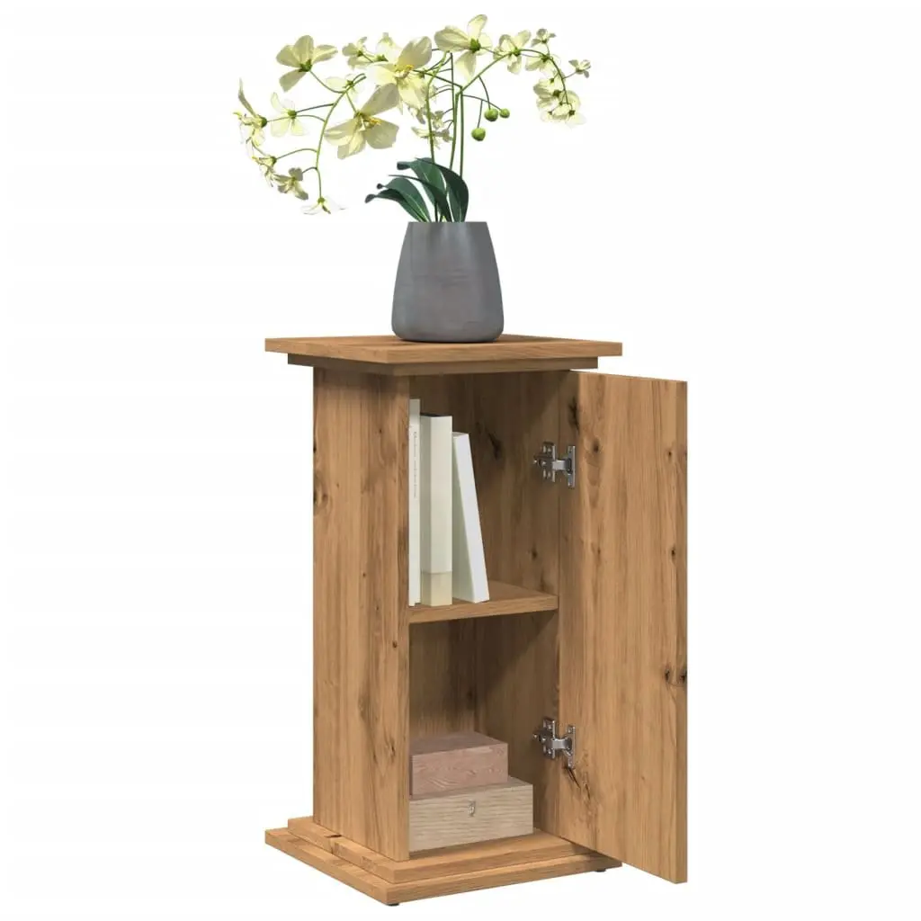 Plant Display Stand Brown Engineered Wood Two-Tier Storage Cabinet