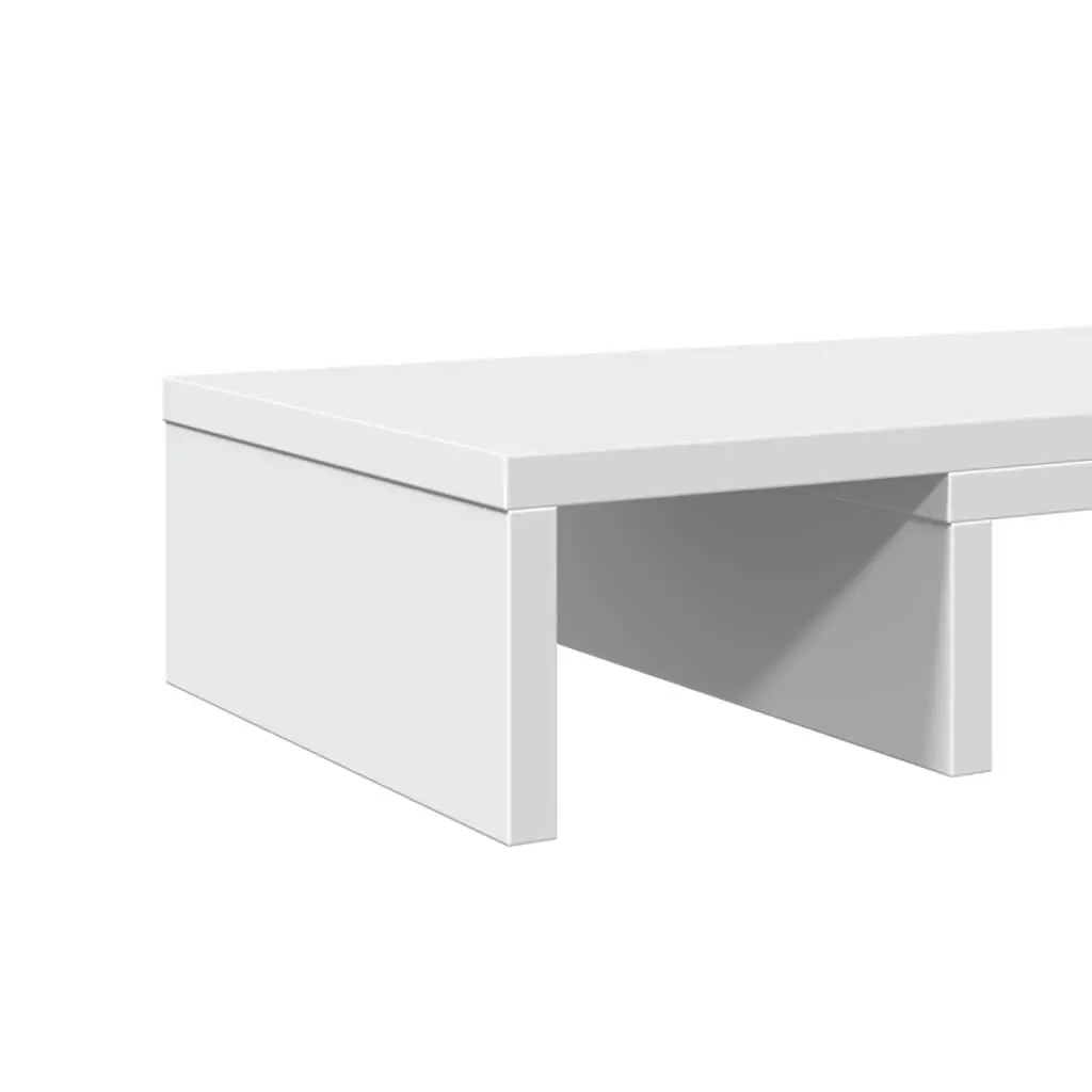 Adjustable Monitor Stand Riser White Engineered Wood with Storage for Dual Monitor Setup 80x24x10.5cm