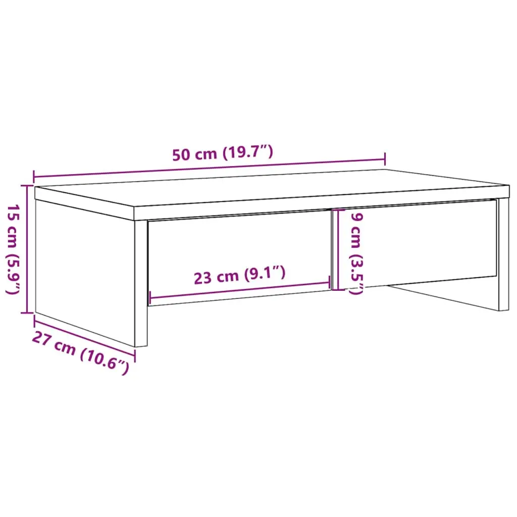 Monitor Stand 50x27x15 cm Engineered Wood with 2 Drawers for Office Essentials