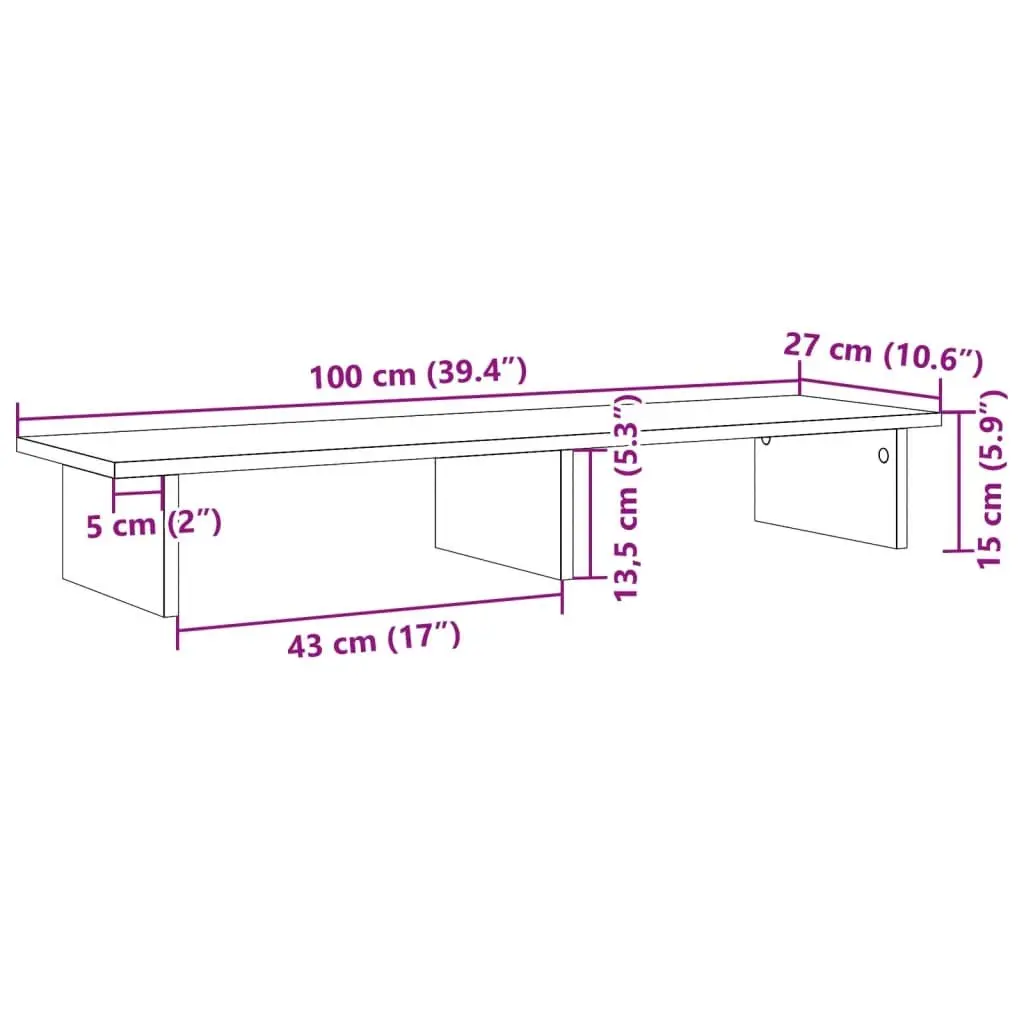 Monitor Stand 100cm White Engineered Wood Desk Riser Storage Space Workspace Organizer