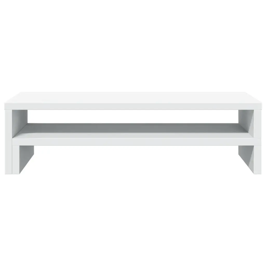 Monitor Stand White Engineered Wood Desk Organizer with Storage Space