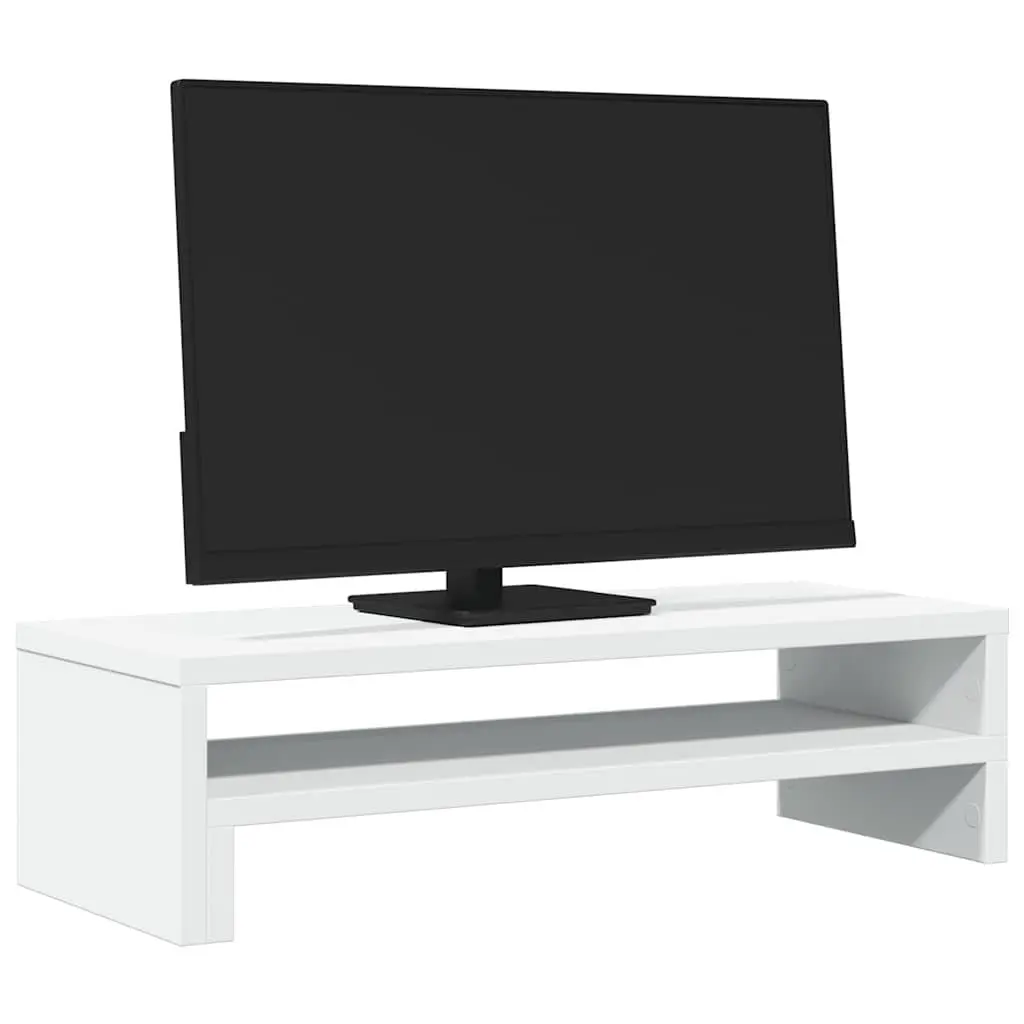 Monitor Stand White Engineered Wood Desk Organizer with Storage Space