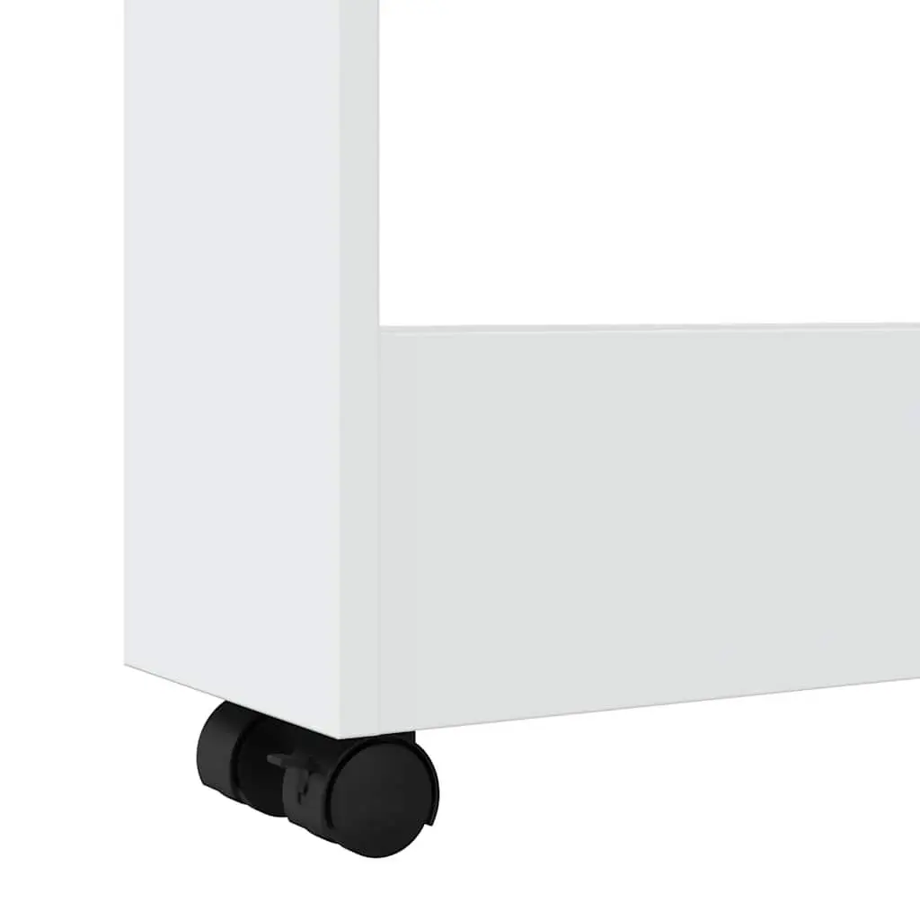 Narrow Storage Trolley 3 Tier White Rolling Kitchen Cart Swivel Wheels