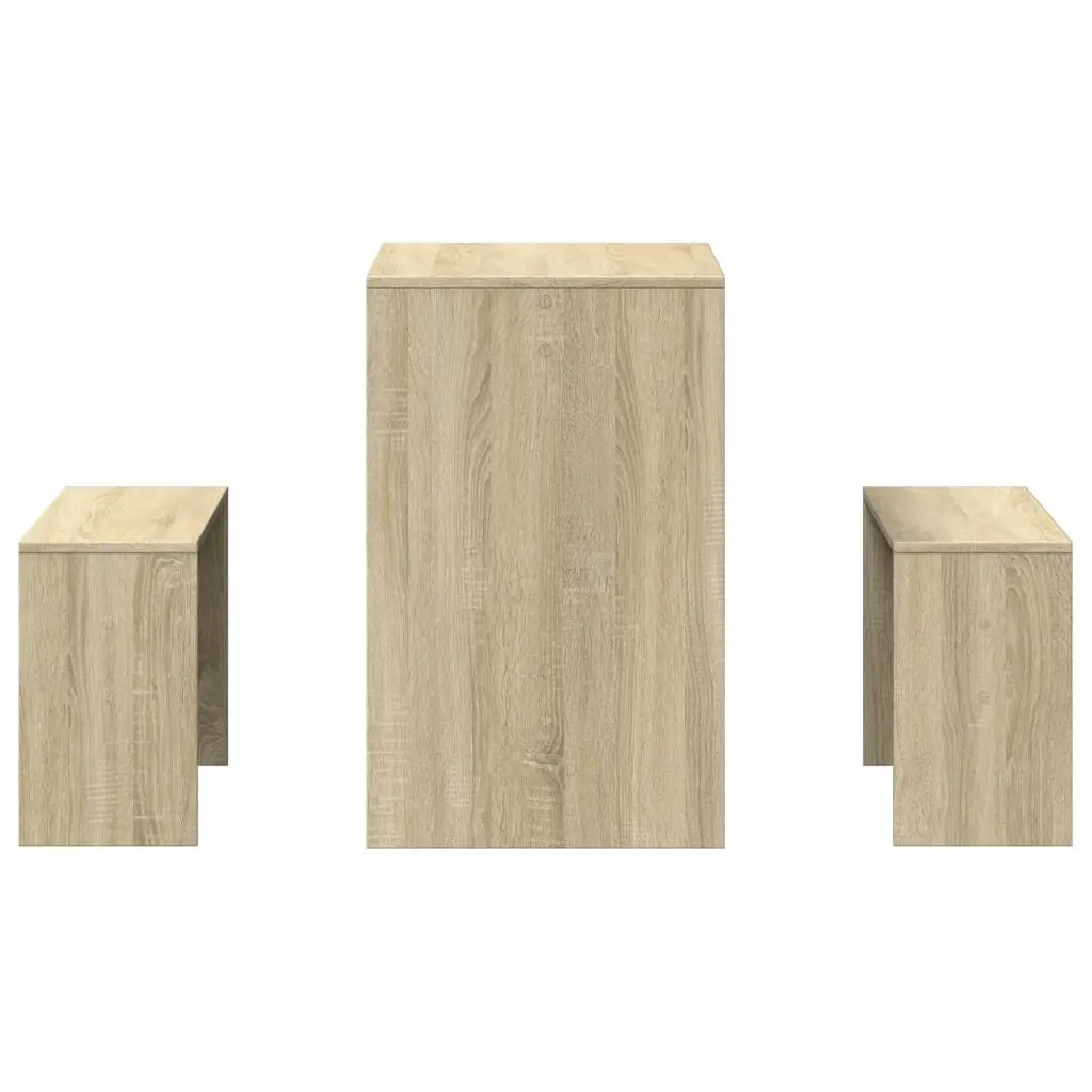 3 Piece Dining Set Engineered Wood Brown Table and Bench for Kitchen Spaces